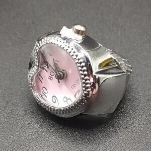 Silver Pink Heart Ring Watch Vintage 90's Y2K Valentines Day Anniversary Gift